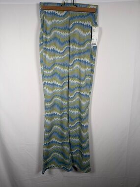 NWT Urban Outfitters Bryn lime/blue print knit flare pull-on pants